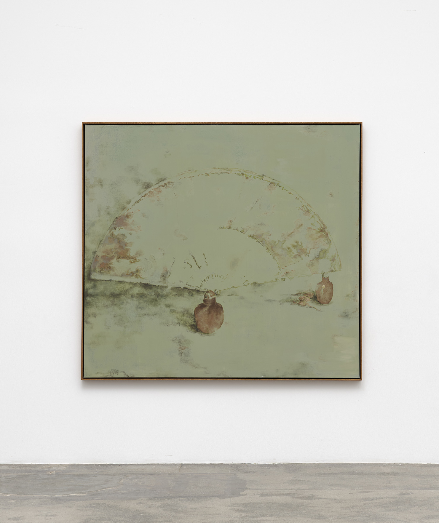 Anna Munk Blurry Green (2026) Oil, wax and eyeshadow on canvas 179 x 193 cm (framed)